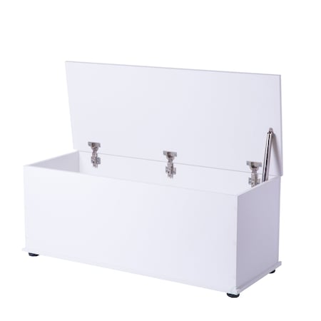 Basicwise Wooden Storage Organizing Toy Box, White QI003458.W